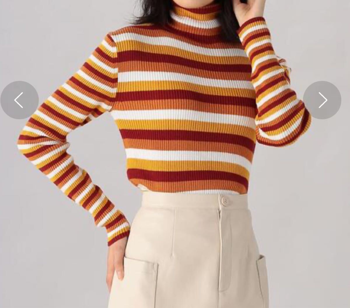 To b. by agnes b. トゥービーバイアニエスベー ボーダータートルプルオーバー タートルネック オレンジ ボーダーニット拍卖