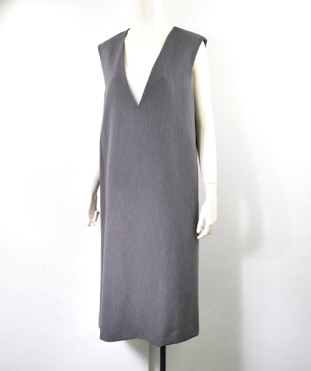 2559-25R0238★インディヴィ INDIVI 未使用タグ付き★洗える♪ 大人ミニマル ジャンパースカート 07 チャコール ストレッチ 定価16940円拍卖