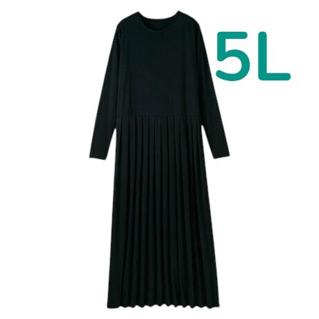 送料無料 Z120 美品 【5L】 ブラック ブラック カットソー ロングワンピース 大きいサイズ 体型カバー ゆうパケットプラス拍卖