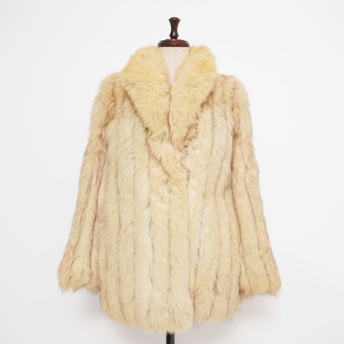 WALLACE ウォーレス リアルファーコート 毛皮 ジャケット ショールカラー レディース ベージュ サイズM~L相当*KD119拍卖