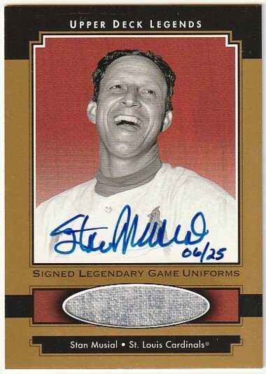 2001 UD UPPER DECK LEGENDS GOLD Stan Musial JERSEY AUTO #/25 CARDINALS HOF 名作 レア!拍卖