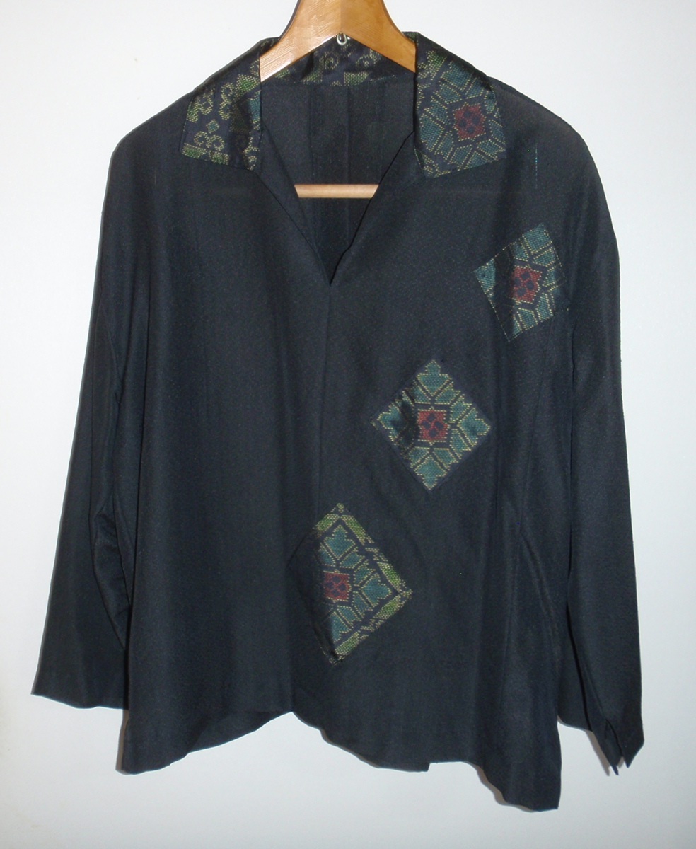 ハンドメイド 上質シルク着物リメイク プルオーバー 正絹 拍卖