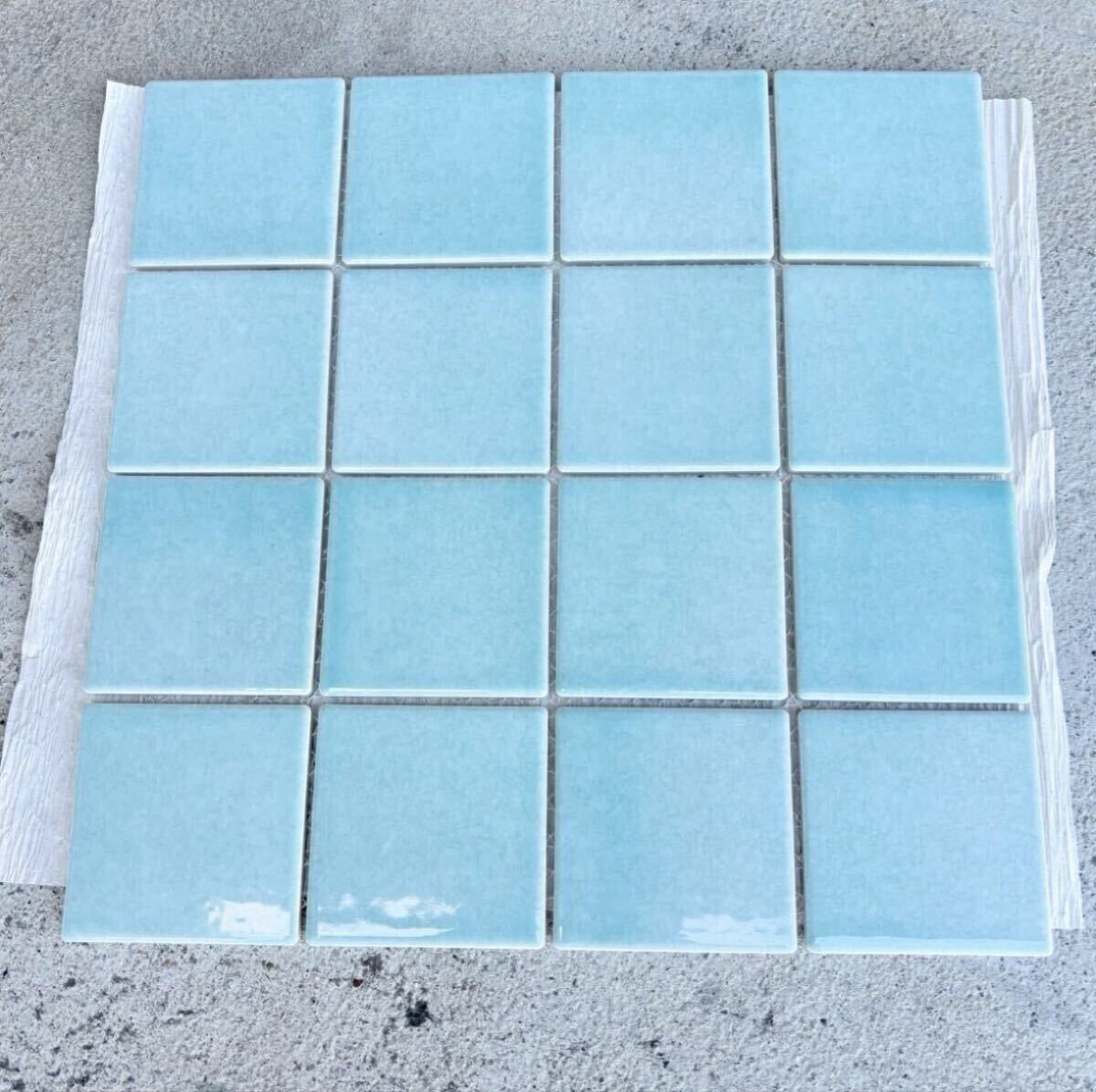 【 美濃焼タイル アクアブルー シート 】10シート以上ご希望の方は、ご入札手続き前にコメントお願いします。20シートまで送料同じ!拍卖