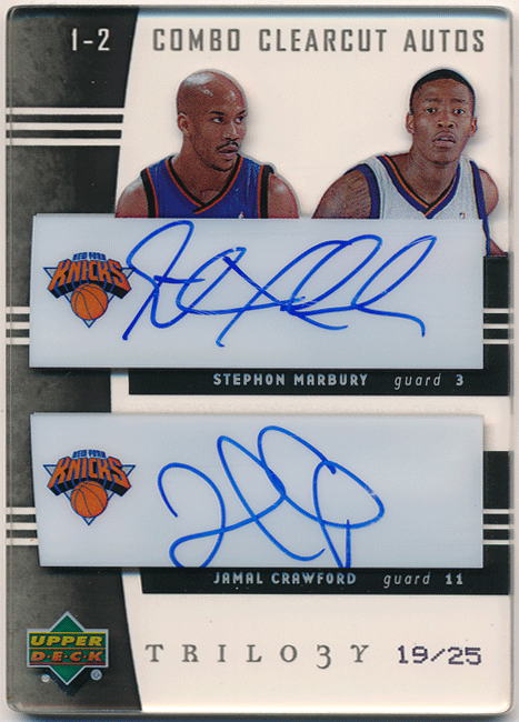 Stephon Marbury / Jamal Crawford NBA 2004-05 UD Trilogy Dual Auto 25枚限定 直書き 直筆サイン オート クロフォード / マーブリー拍卖