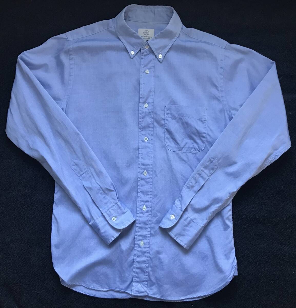 UNITED ARROWS BEAUTY&YOUTH ボタンダウンL/Sシャツ S ブルー コットン BD拍卖