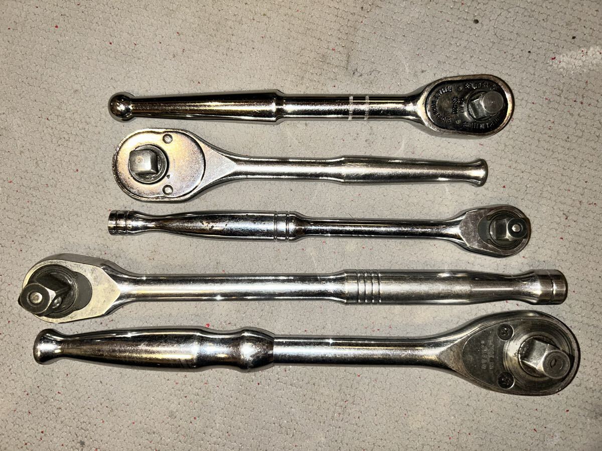 ★KTC他★ジャンク品(故障品)・ラチェット5本セット★3/8・1/2★拍卖