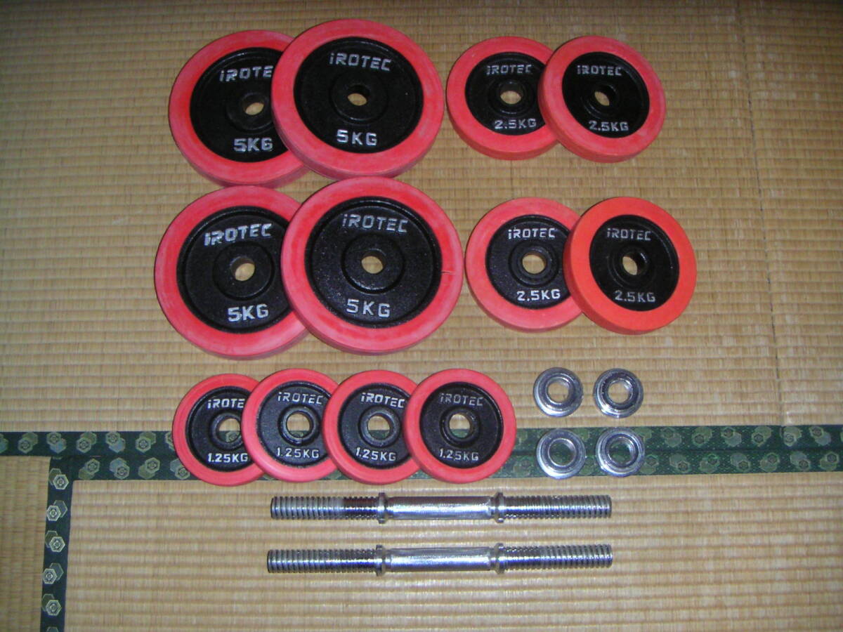 IROTEC アイロテック ラバーダンベル 40kgセット プレート シャフト 鉄アレイ 筋トレ 拍卖