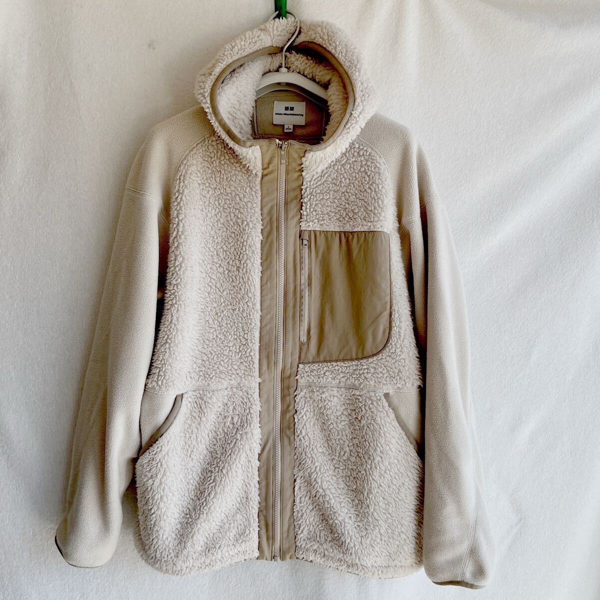 UNIQLO White Mountaineering ユニクロ メンズ ジップアップパーカー L フリース アウター ベージュ拍卖