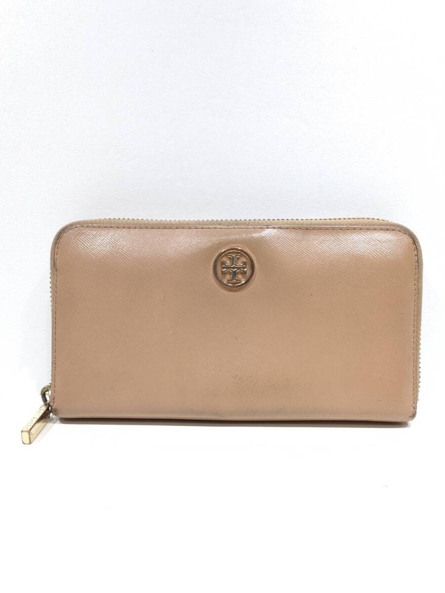 1円~☆【TORY BURCH 長財布】中古/トリーバーチ/ラウンドファスナー/長財布/ベージュ☆拍卖
