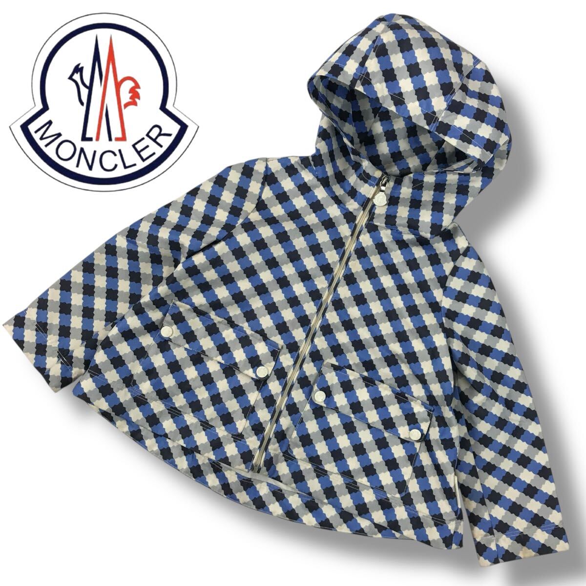 e103 MONCLER モンクレール キッズ フーディ ジャケット ジップアップ コート アウター ブルゾン 2anni 92cm ブルー 正規品 子供 ベビー拍卖