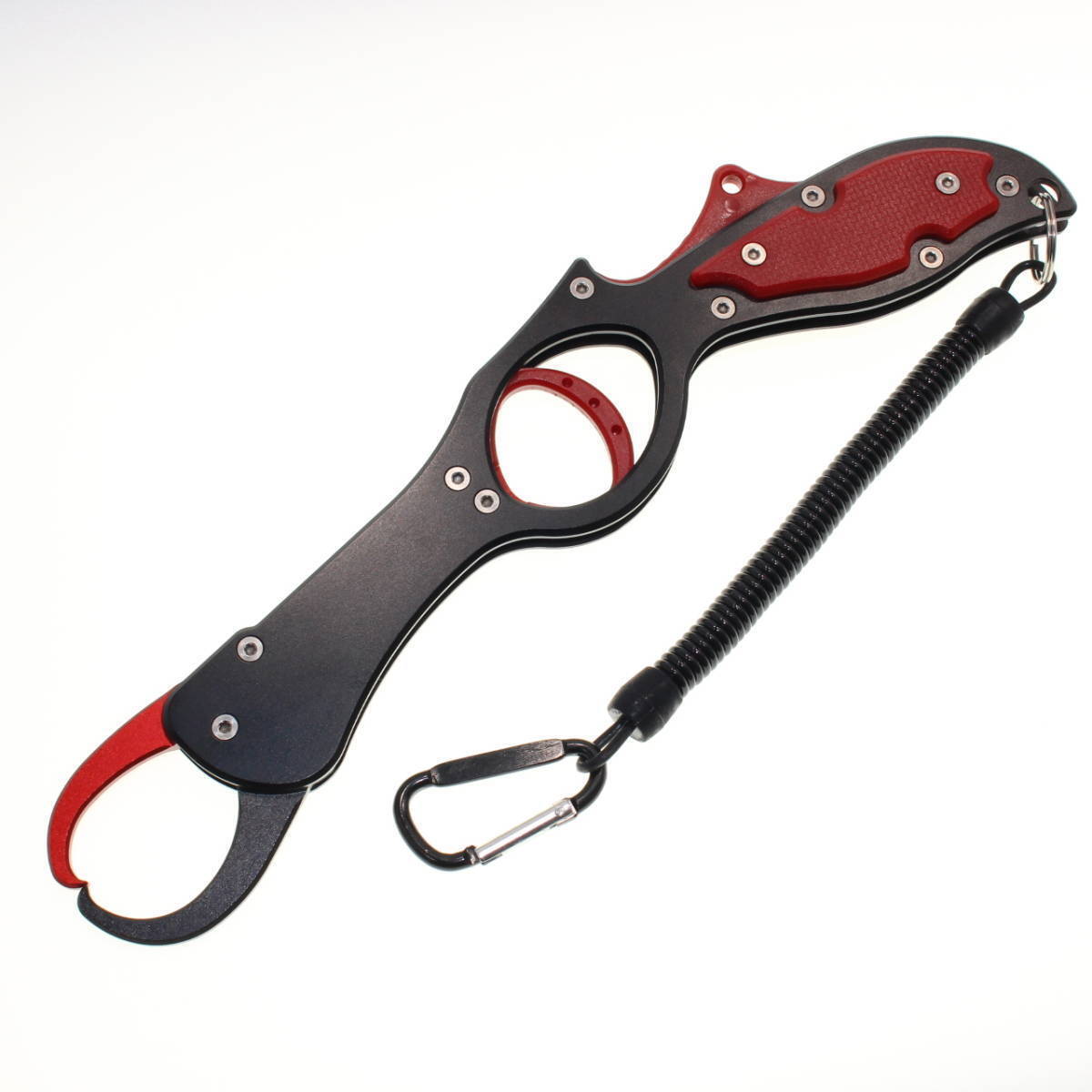 【送料無料】1091(イレグイ) 軽量アルミ フィッシュグリップ ガングリップ レッド×ブラック 魚掴み フィッシュキャッチャー拍卖