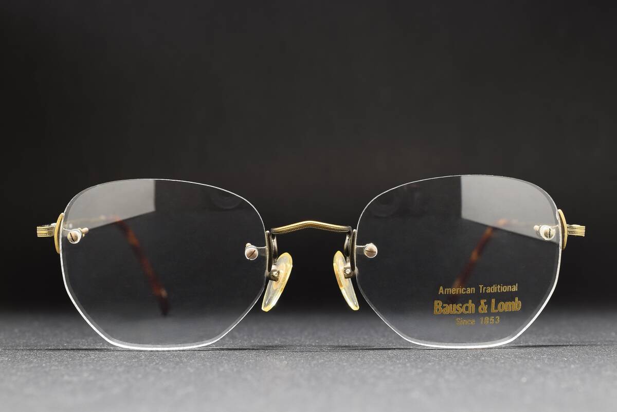 デッドストック Bausch & Lomb 167 AB 52-21 リムレス メガネ サングラス フレーム ヴィンテージ ボシュロム ふちなし拍卖