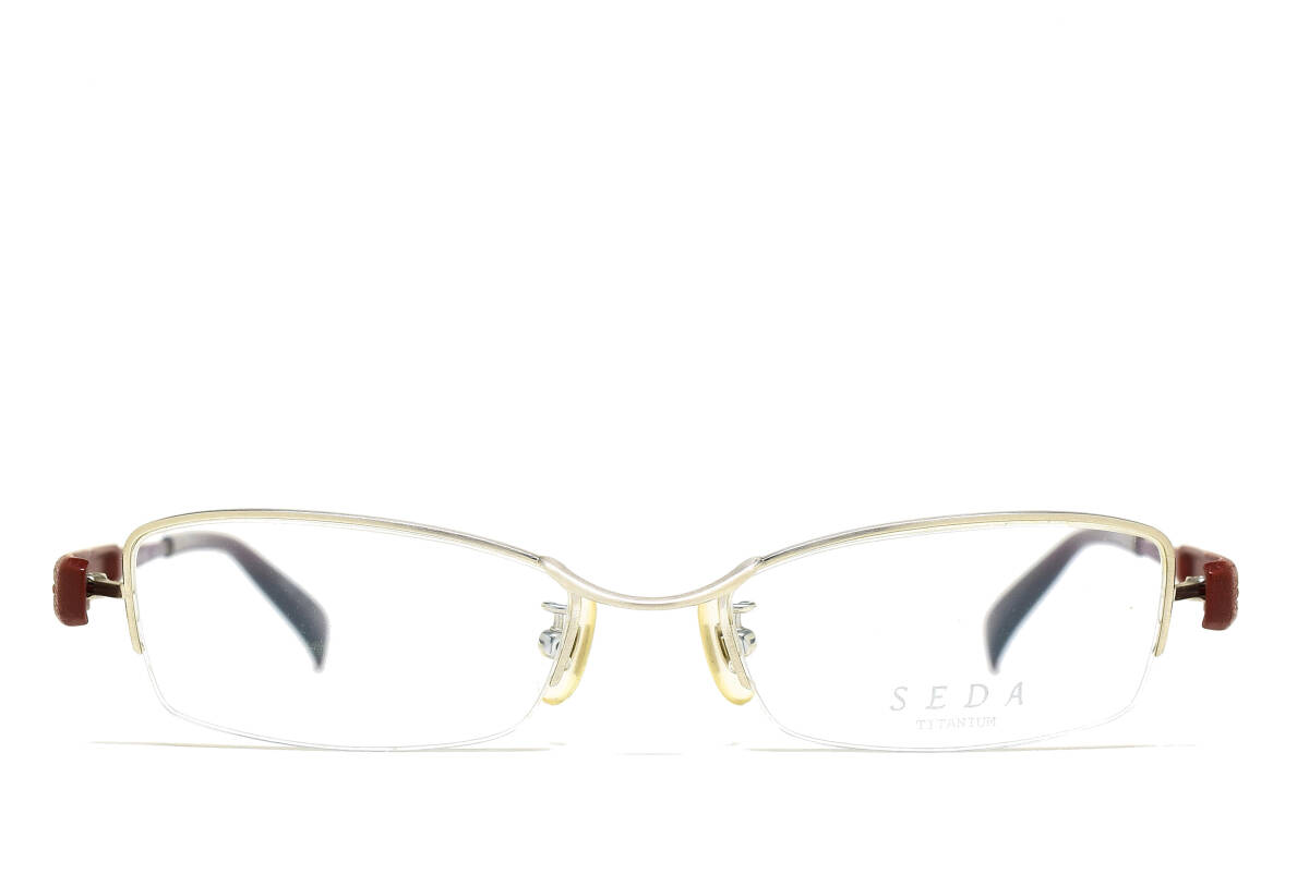 デッドストック SEDA SD-2130 COL.01 52-18 ハーフリム チタン製 メガネ サングラス フレーム 日本製 ヘアラインシルバー/ボルドー拍卖