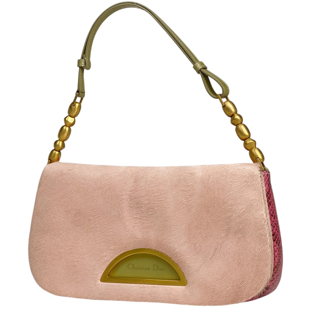 クリスチャンディオール Christian Dior マリスパール ショルダーバッグ ロゴ ワンショルダー ハラコ ピンク レディース 【中古】拍卖