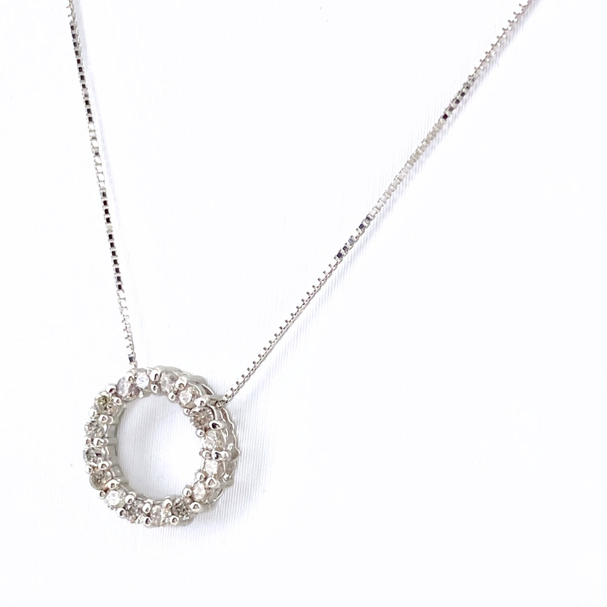 メレダイヤ デザインネックレス WG ホワイトゴールド ペンダント ネックレス K18 WG ダイヤモンド レディース 【中古】拍卖