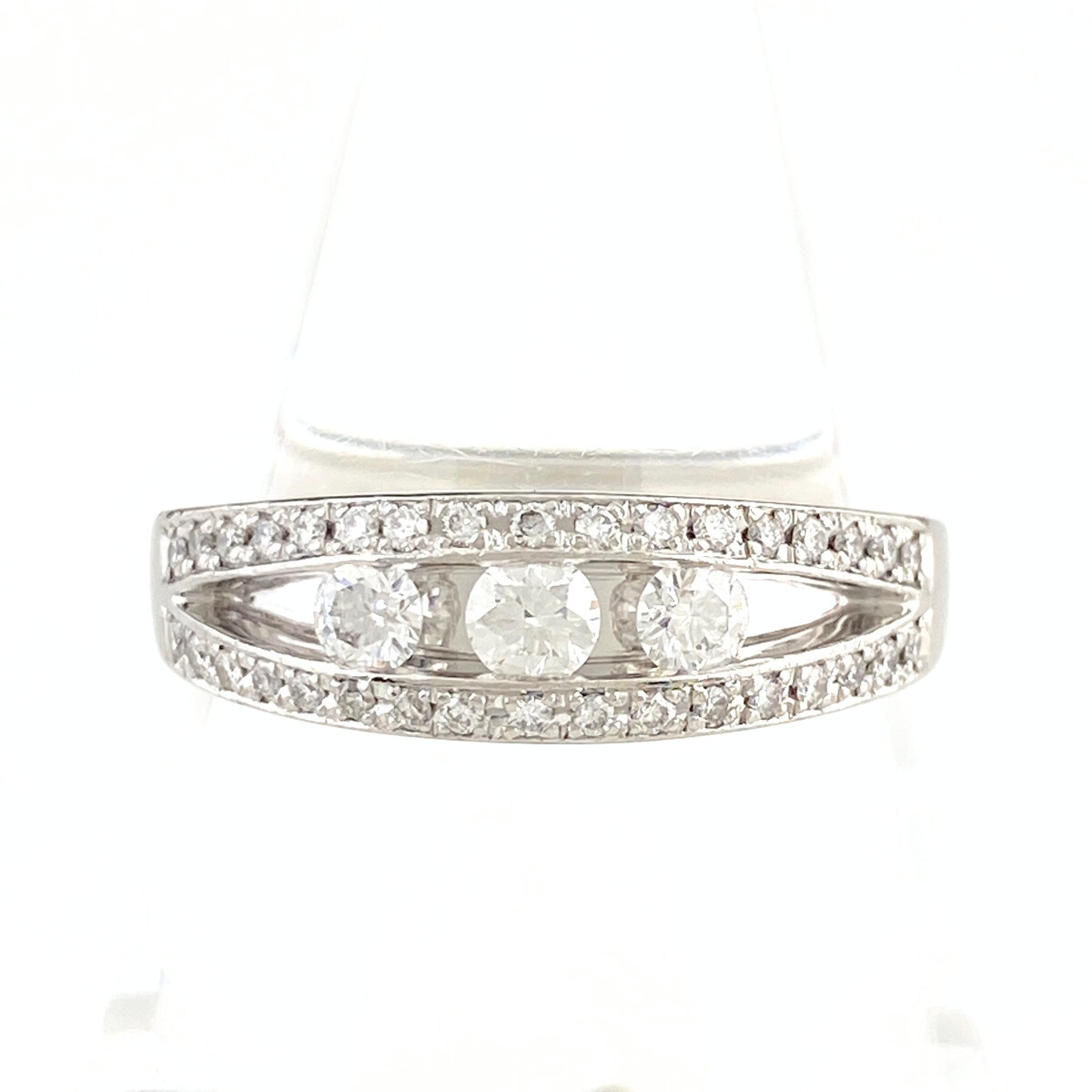 トリロジー trilogy メレダイヤ デザインリング プラチナ 指輪 リング 20.5号 Pt900 ダイヤモンド レディース 【中古】拍卖