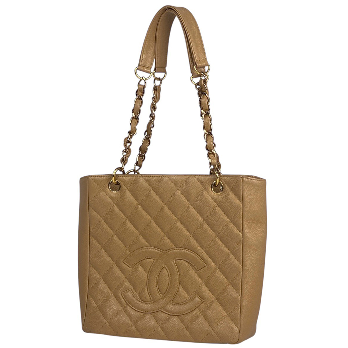 シャネル CHANEL ココマーク チェーン トートバッグ ショルダーバッグ マトラッセ PST キャビアスキン ベージュ レディース 【中古】拍卖