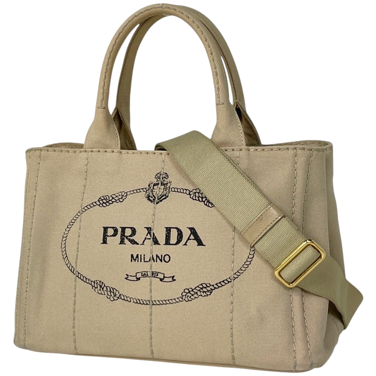 プラダ PRADA カナパ トート 2WAY ショルダーバッグ トートバッグ キャンバス ベージュ レディース 【中古】拍卖