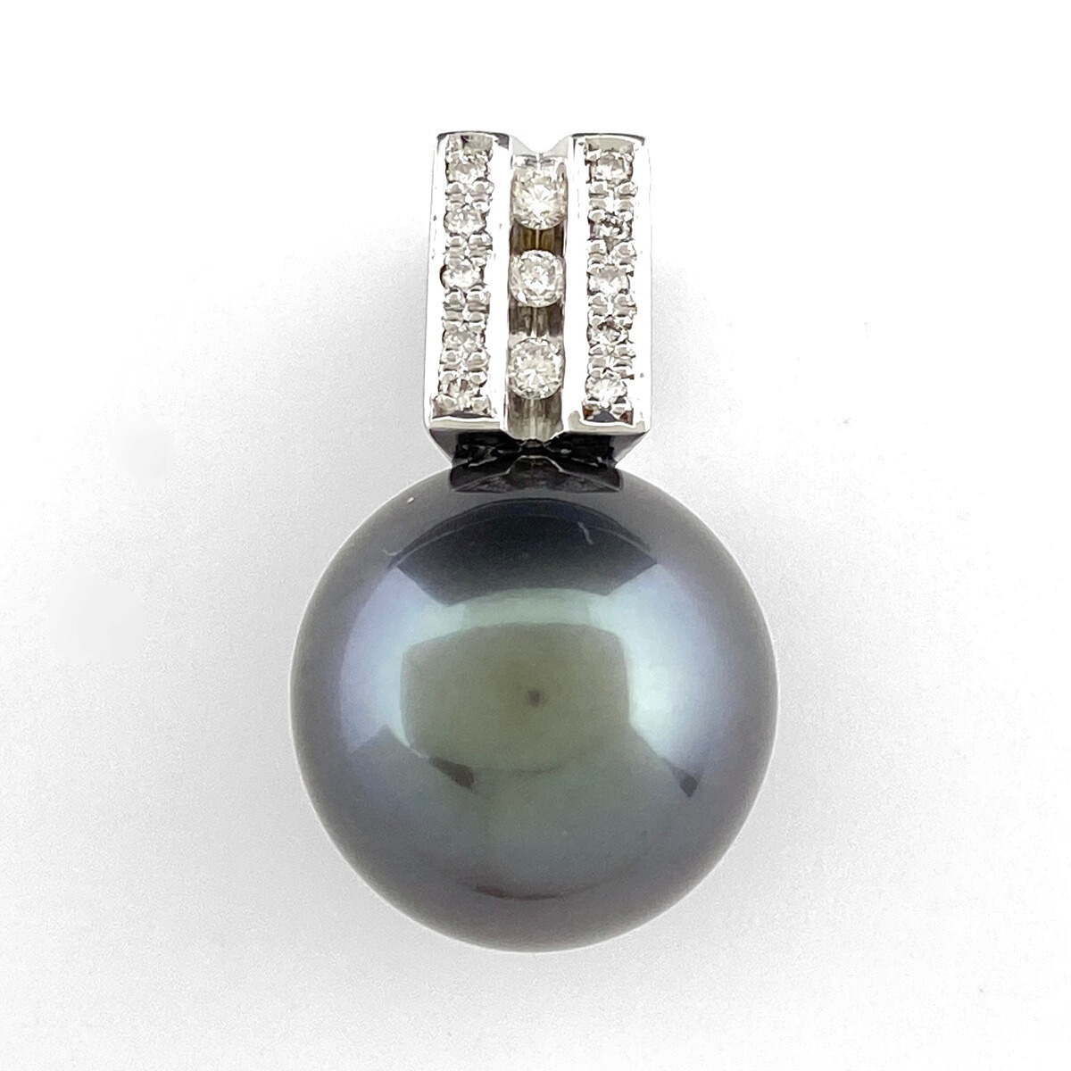 パール ペンダントトップ WG ホワイトゴールド メレダイヤ 真珠 ペンダントトップ K18 WG パール レディース 【中古】拍卖