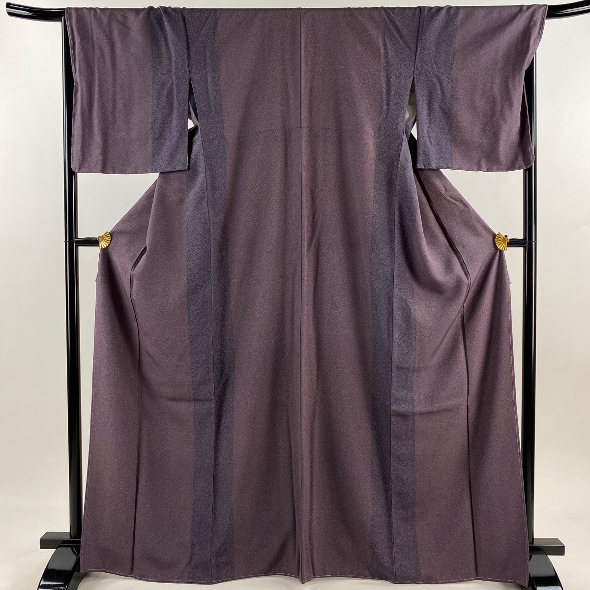 【美品】 小紋 身丈168cm 裄丈68cm L 袷 幾何学 紫 正絹 秀品 【中古】拍卖