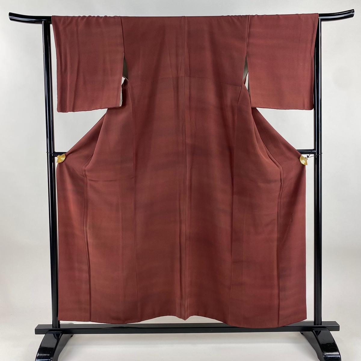 小紋 身丈154.5cm 裄丈65.5cm M 袷 本郷大田子 落款 霞ぼかし柄 赤茶 正絹 秀品 【中古】拍卖