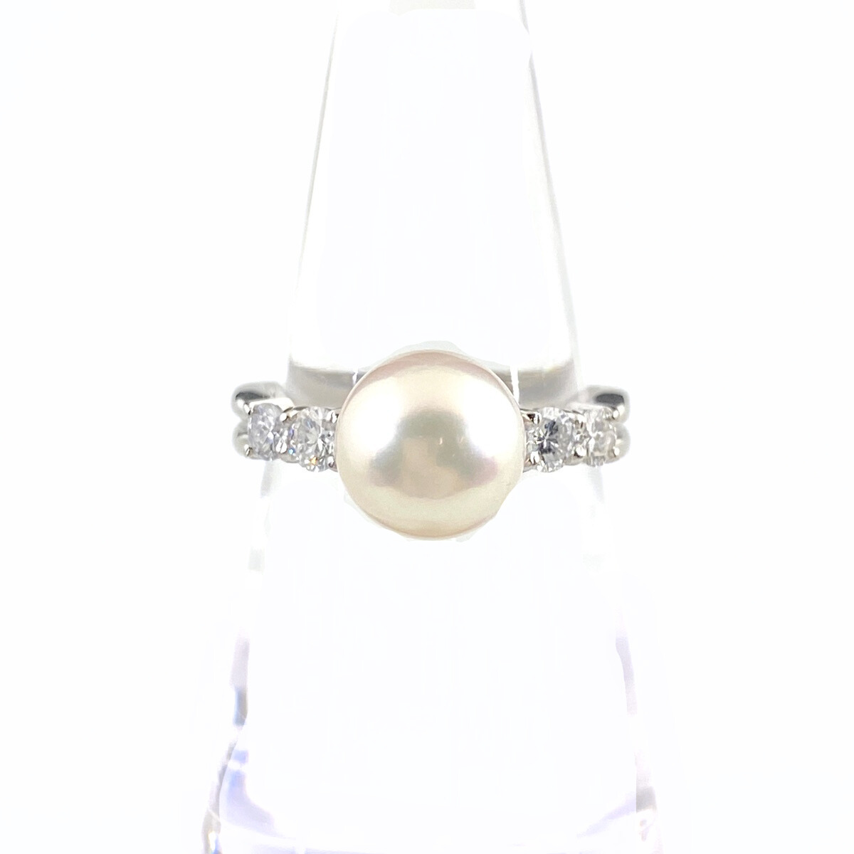 パール デザインリング プラチナ 指輪 メレダイヤ 真珠 リング 11号 Pt900 パール ダイヤモンド レディース 【中古】拍卖
