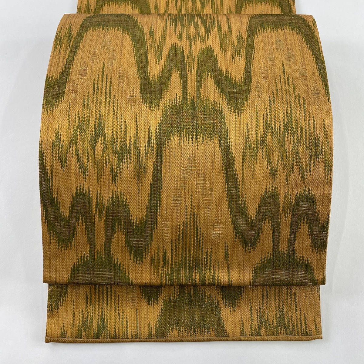 【美品】 袋帯 秀品 正倉院裂 全通 幾何学 金糸 薄茶色 全通 正絹 【中古】拍卖