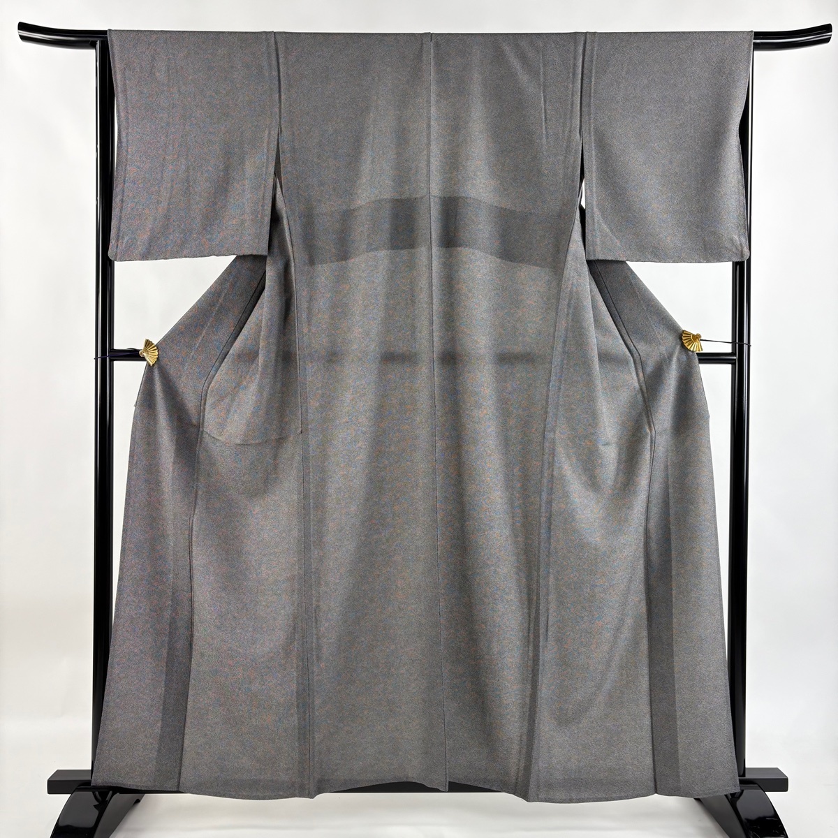 【美品】 江戸小紋 身丈157.5cm 裄丈65cm M 単衣 鮫 黒 正絹 名品 【中古】拍卖