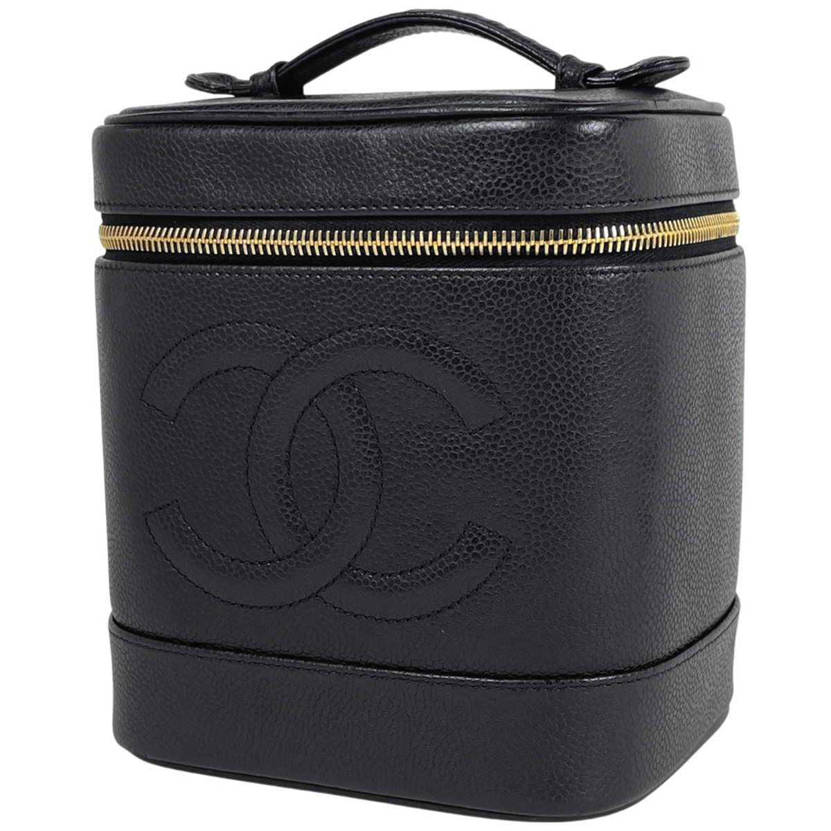 シャネル CHANEL ココマーク バニティバッグ コスメ メイク 小物入れ 化粧ポーチ キャビアスキン ブラック A01998 レディース 【中古】拍卖
