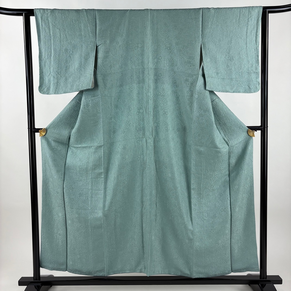 色無地 身丈156cm 裄丈62cm S 袷 地紋 薄青緑 正絹 秀品 【中古】拍卖