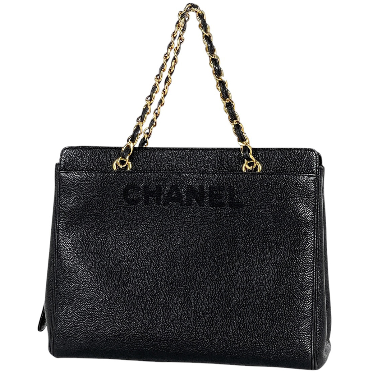 シャネル CHANEL ロゴ チェーン トートバッグ ハンドバッグ トートバッグ レザー ブラック A08913 レディース 【中古】拍卖