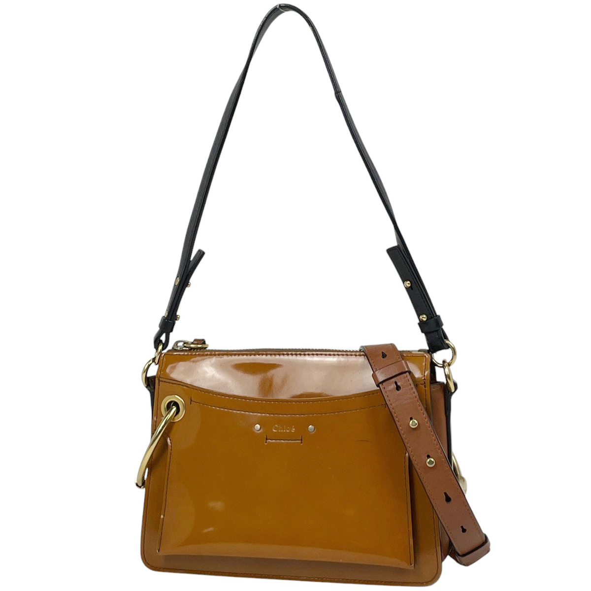 クロエ Chloe ロゴ ショルダーバッグ エナメル 斜め掛け ショルダーバッグ レザー ブラウン レディース 【中古】拍卖