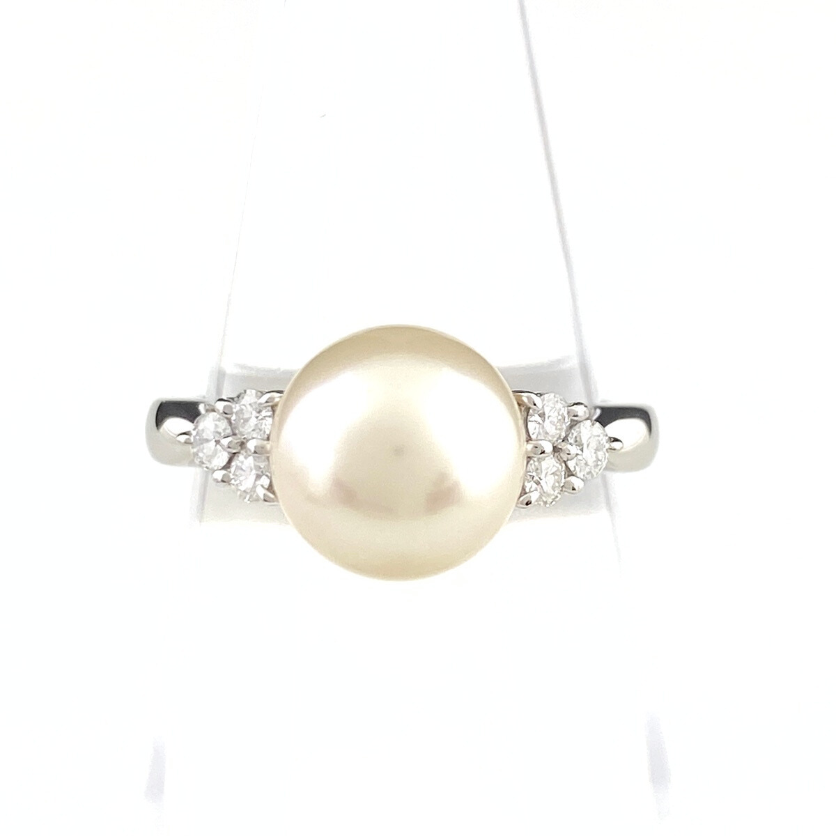 ミキモト MIKIMOTO パール デザインリング プラチナ 指輪 メレダイヤ 真珠 リング 11号 Pt950 パール ダイヤモンド レディース 【中古】拍卖