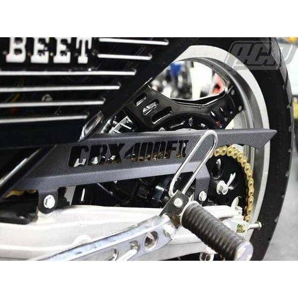 CBX400FⅡ ロゴ入り チヂミ塗装 チェーンケース 黒 結晶リンクル拍卖