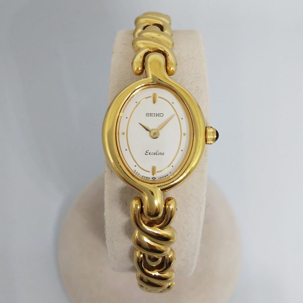 B25-2582 SEIKO セイコー 1E20-6220 Exceline エクセリーヌ クォーツ 2針 レディース ゴールド BASE METAL ※2025年11月電池交換済 稼働拍卖