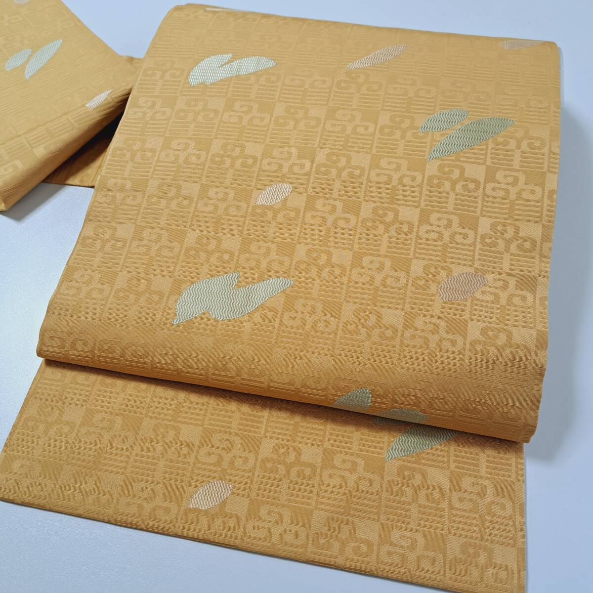 即決■着物の越田■幅31 長さ368.5 正絹 名古屋帯 名古屋仕立て カラシ色系 吾◇も06J01拍卖