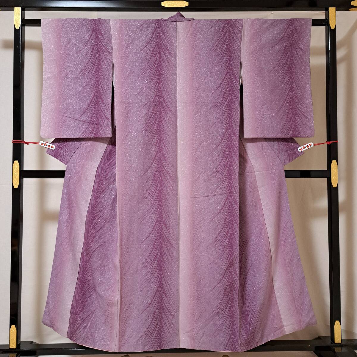 即決■着物の越田■裄65身丈153.5正絹 アンティーク着物 お召 ラメ 羽 リメイクにも■も11R05拍卖