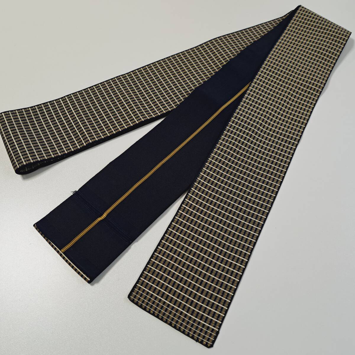 即決■着物の越田■幅9 長さ400.5 正絹 角帯 本場筑前博多織 シンプル オシャレ ■も10J02拍卖