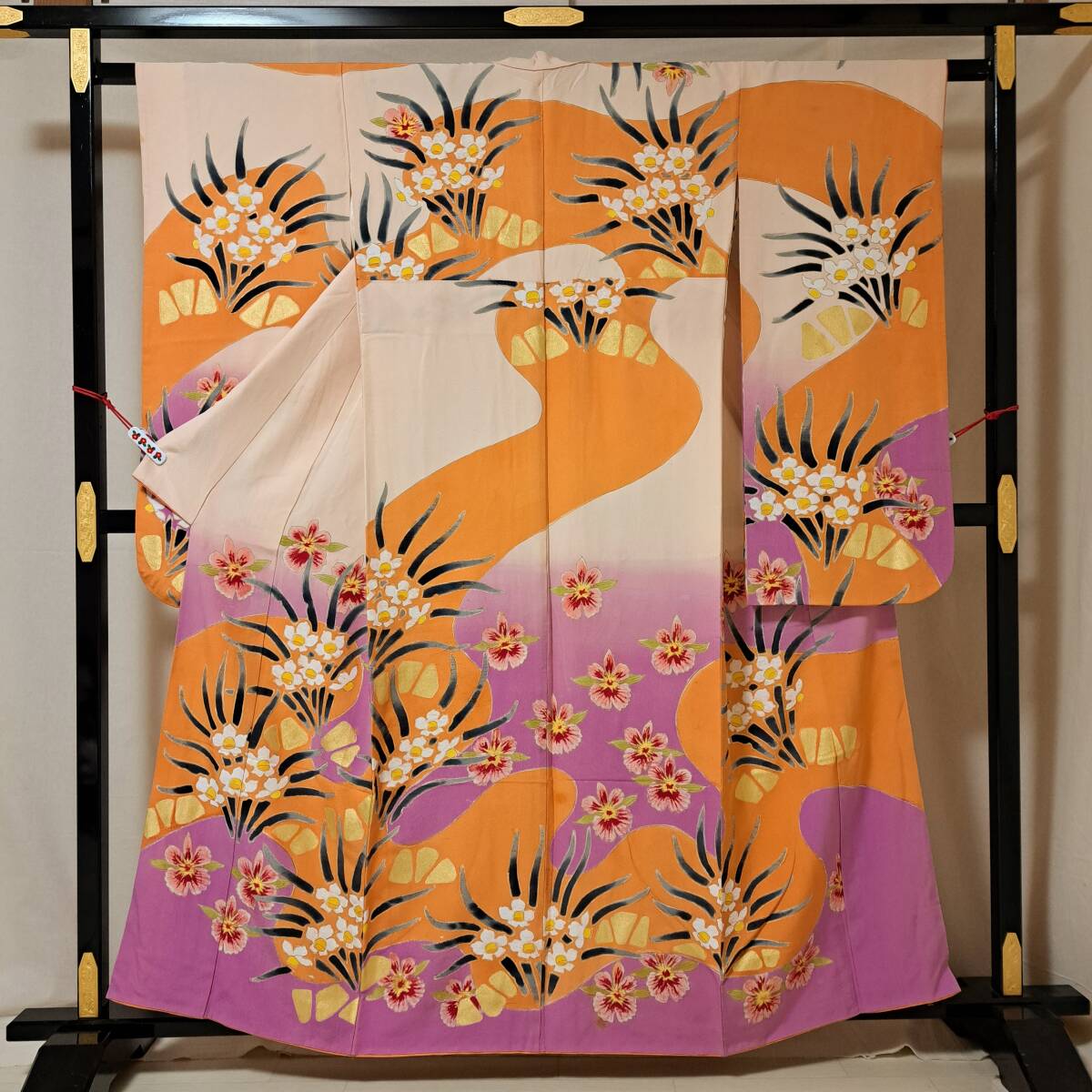 即決■着物の越田■裄65身丈158正絹 ビンテージ着物 小振袖 花柄 リメイクにも コレクション■も13R01拍卖