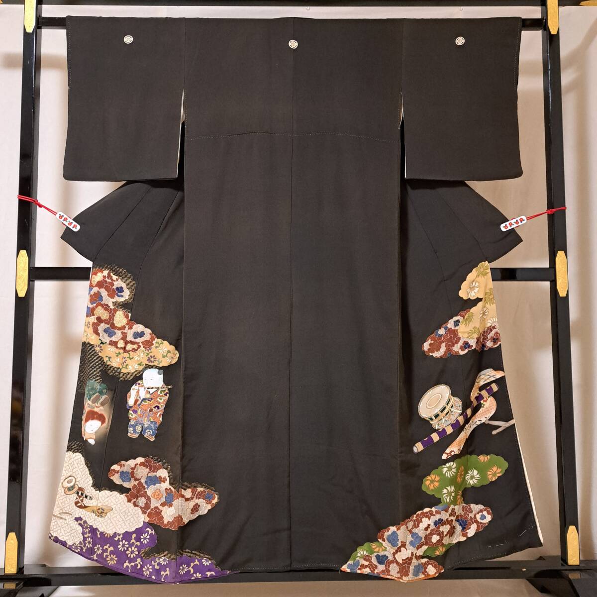 即決■着物の越田■裄64身丈152正絹 アンティーク着物 黒留め リメイク コレクションにも ■も13R02拍卖