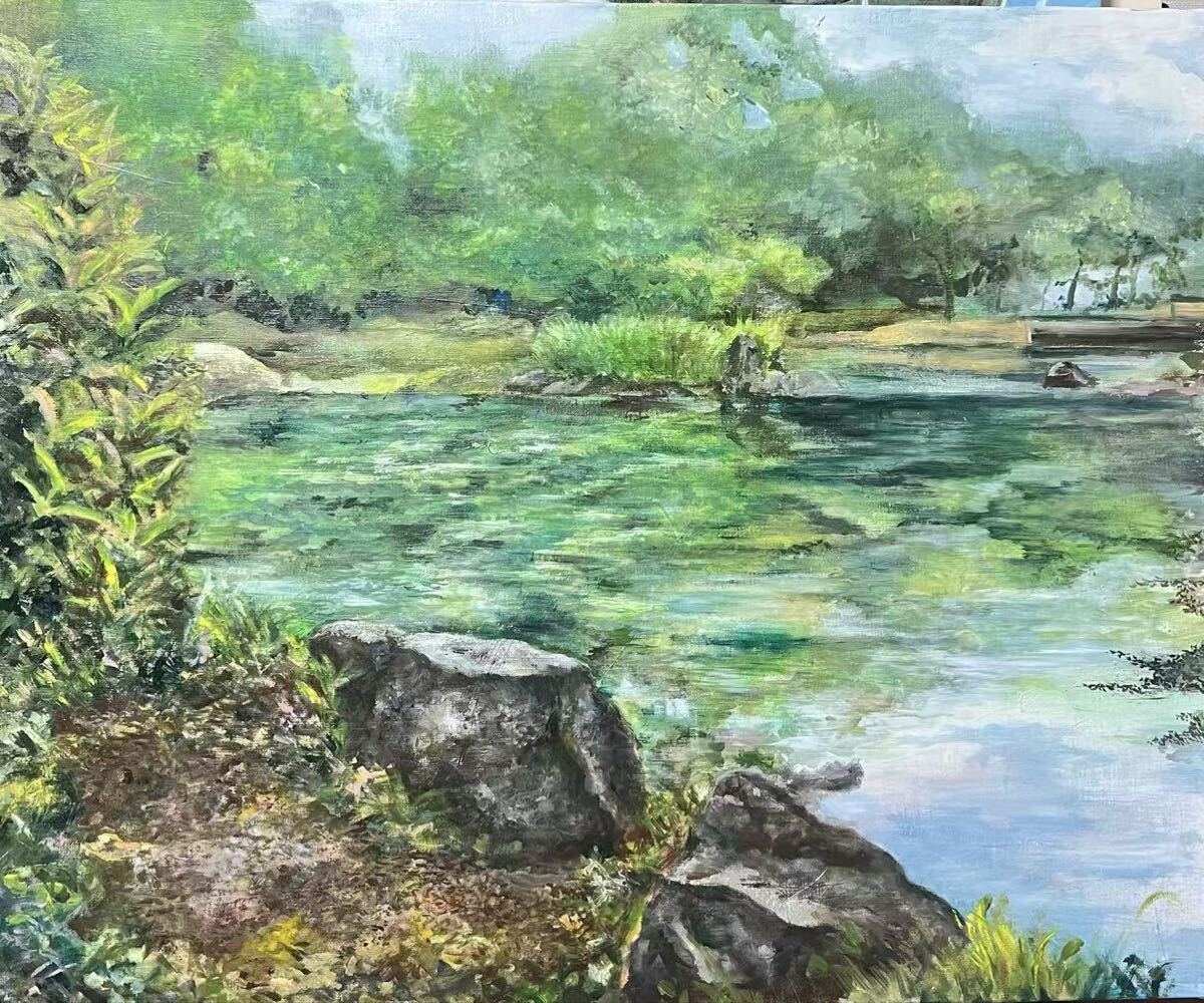 【超レア油絵 東京猿江恩賜公園 肉筆オイルペインティング】美大受験生直筆 将来価値UP必至 今だけの入手チャンス拍卖
