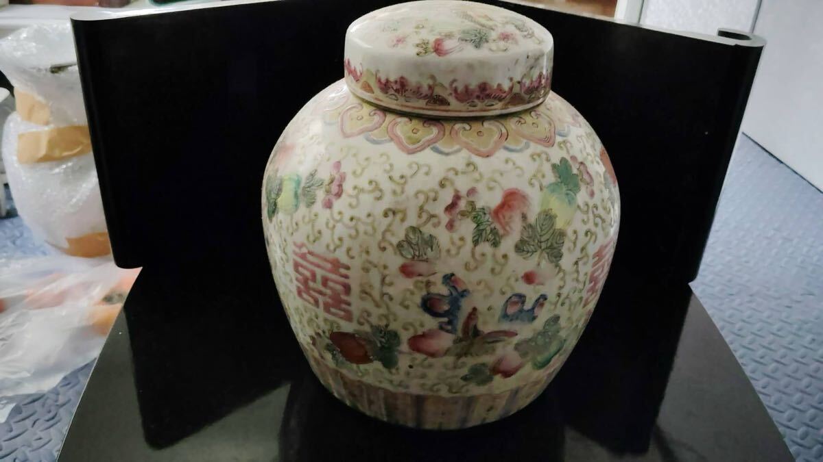 清時代粉彩罐 本物保証中国古玩骨董 花器 置物 拍卖