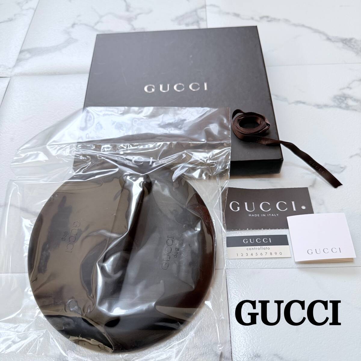 ★ GUCCI DOG グッチ ドッグ フリスビー 犬 ペット用品 ラバー ボーン ロゴ ブラック 黒 イタリア製 未使用 ★拍卖