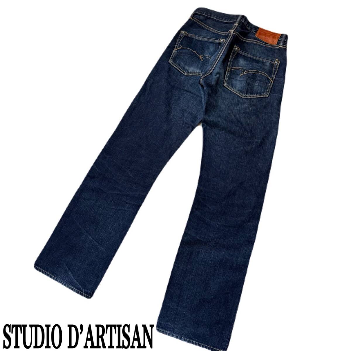 ★ STUDIO D’ARTISAN S.ダルチザン ロープ染め天然 インディゴ ストレート D1554 サイズ 28 ボタンフライ ★ 拍卖