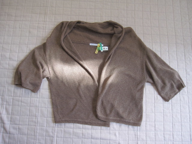 スピック&スパン・フレームワーク 七分袖コットンリネン カーディガン ブラウン/ショップクリーニング済☆難ありなのでお安く拍卖