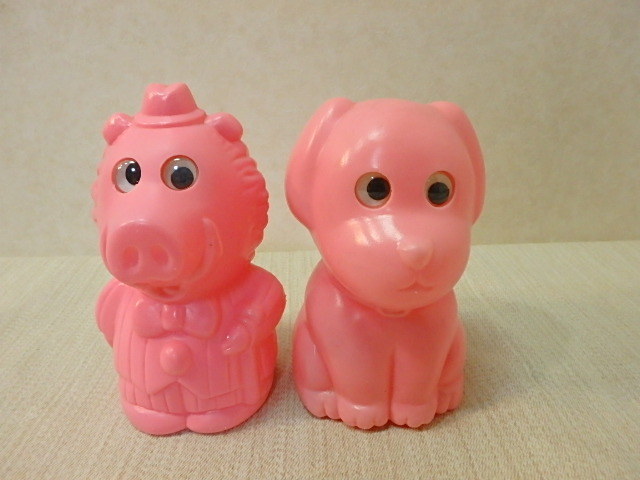 60s011y JA 貯金箱 ノベルティ 犬 いのしし JA大井川 ピンク レトロ 2個セット(北海道・沖縄・離島は発送不可)拍卖