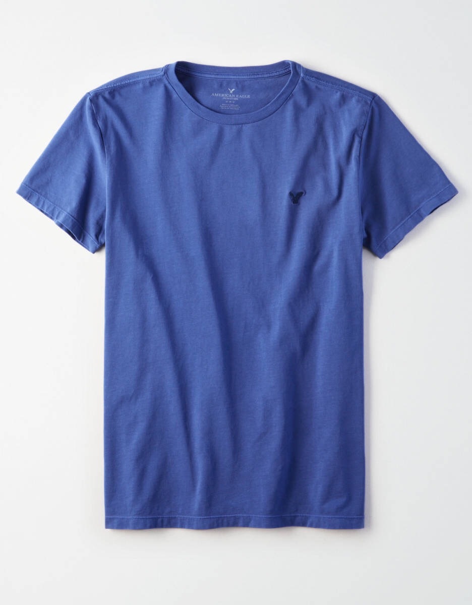 セール! 正規品 本物 新品 アメリカンイーグル ロゴ 刺繍あり! クルーネック Tシャツ AMERICAN EAGLE リッチネイビー ブルー系 S ( M拍卖