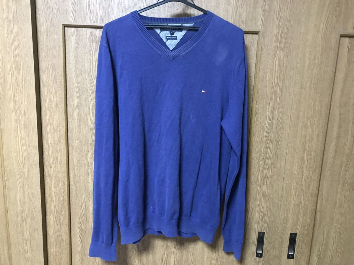 ★TOMMY HILFIGER/トミーヒルフィガー/綿/セーター/紺/サイズL拍卖