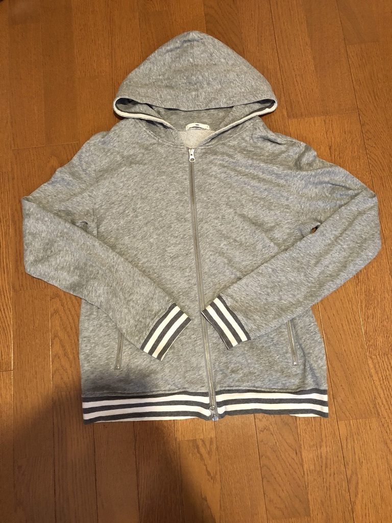 HARE ハレ Sサイズ メンズ ダブルジップパーカー グレー/ フルジップ 長袖 スウェット カットソー灰色ボーダー拍卖