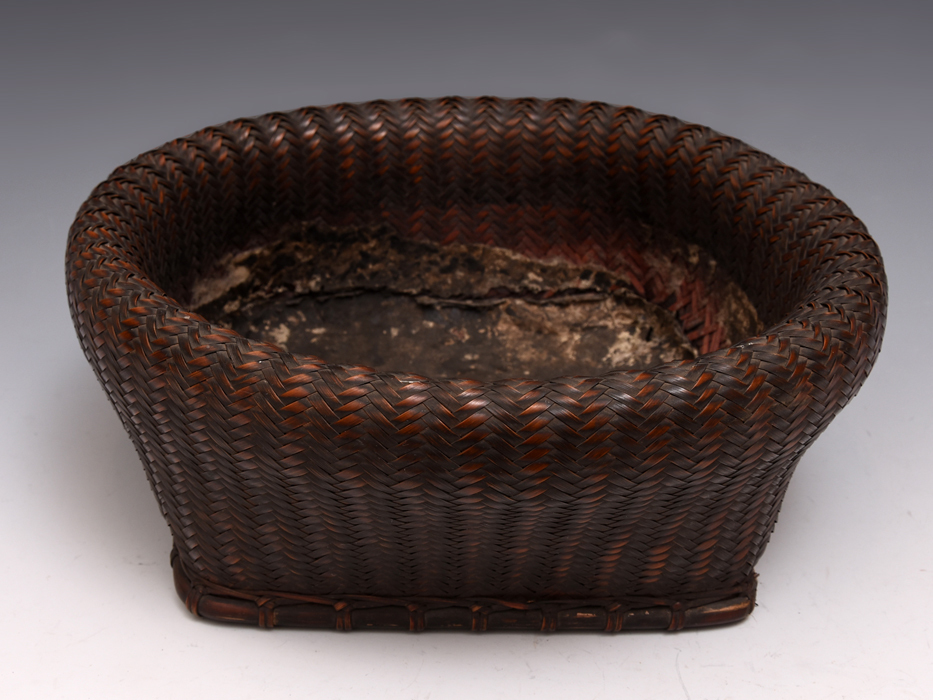 時代 竹編 炭斗 炭取 炭点前 風炉 炭篭 炭道具 茶道具 木工芸 竹工芸 径27.7cm b9608s拍卖